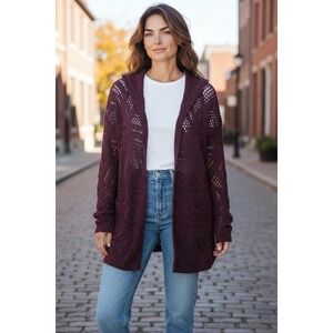 SO Heritage‎ Marled Yarn Hooded Cardigan Women's Size XL New